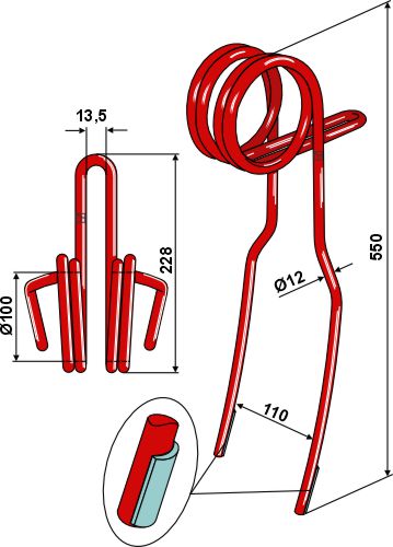 Muelle de rastra Ø12mm - Laser Cladding geeignet für: Väderstad Muelles de rastra para sembradoras