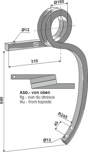 Gedrehte Schwergrubberstiel, links geeignet für: Kverneland - Kultivator dele