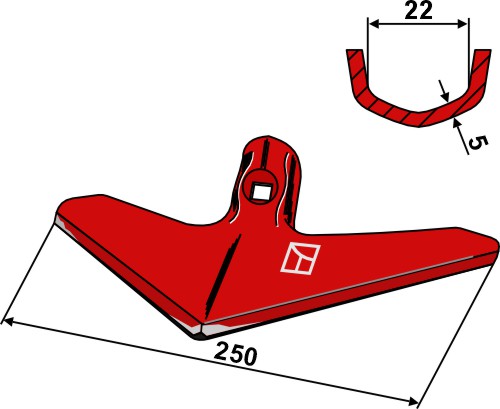 Gänsefußschar 250mm geeignet für: Kverneland - Cultivator onderdelen