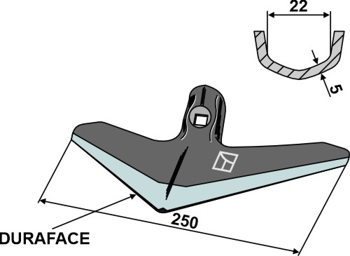 Gänsefußschar 250mm - DURAFACE geeignet für: Kverneland - Cultivator onderdelen