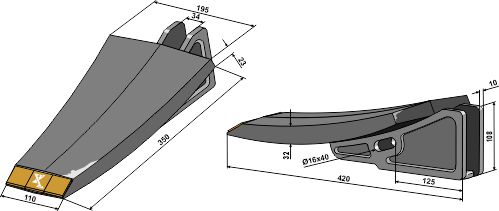 Schar für Tiefenlockerer-Zinken - Hartmetall geeignet für: Saphir tungsten carbide reinforced wearing parts 