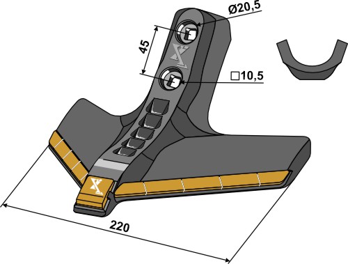 Gänsefußschar 220mm - Hartmetall geeignet für: Kerner  tungsten carbide reinforced wearing parts 