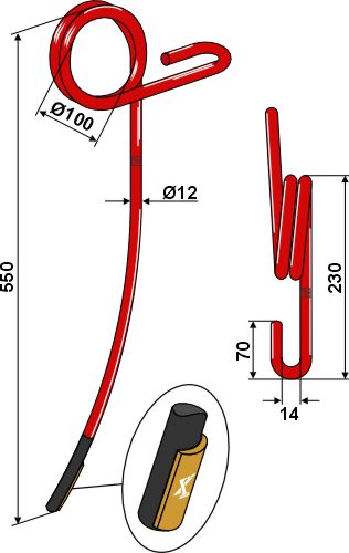 Following tine Ø12mm - Hard metal geeignet für: Tume tungsten carbide reinforced wearing parts 