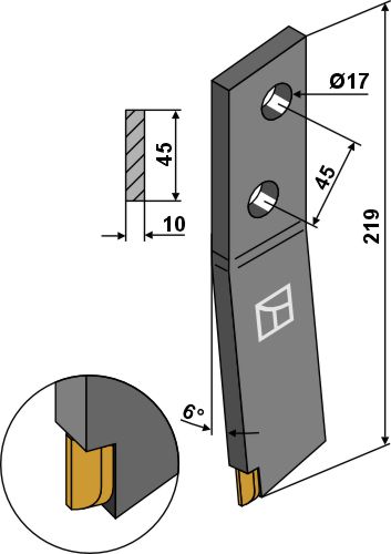 Schraubzinken - links - Hartmetall