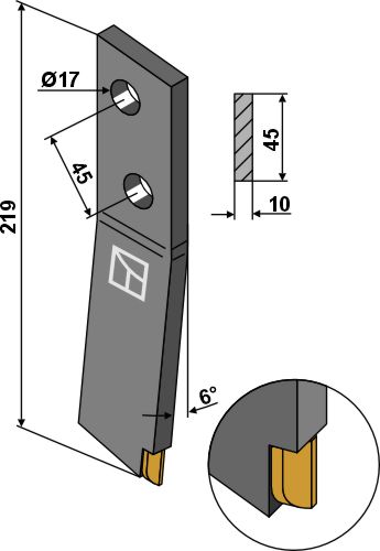 Schraubzinken - rechts - Hartmetall