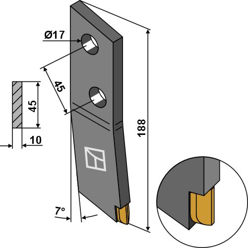 Schraubzinken - links - Hartmetall