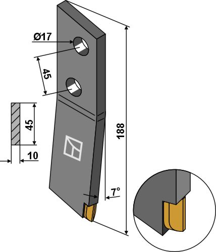 Schraubzinken - rechts - Hartmetall