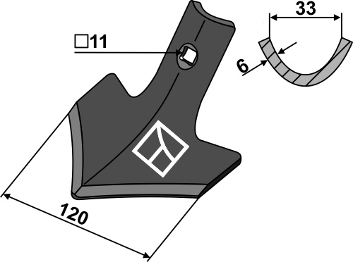 Gänsefußschar 120mm geeignet für: Väderstad - Cultivator onderdelen