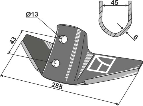 Flügelschar für System Kongskilde 285mm