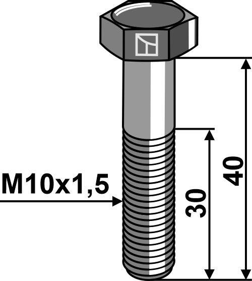 Bolte DIN931 - 10.9 u. møtrik - M10x1,5