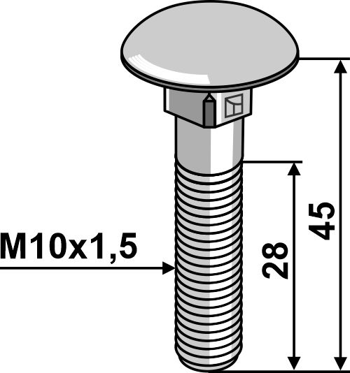 Tornillos de cabeza abombada  - galvanizados - M10x1,5