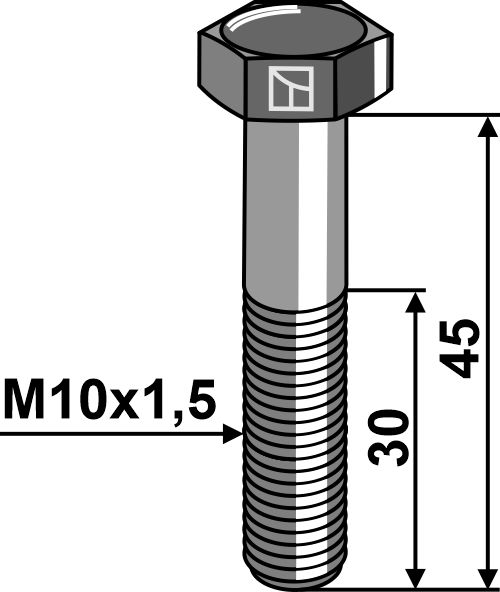 Hexagon bolts DIN931 - 10.9  without nut - M10x1,5