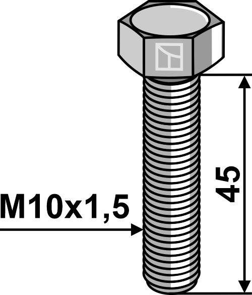 Sechskantschraube M10x1,5x45 ohne Mutter  - galvanisch verzinkt