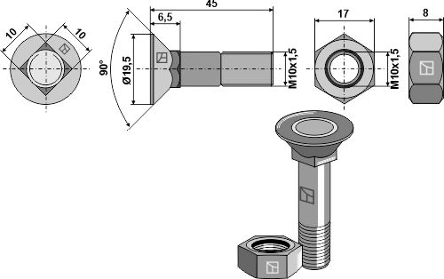 Tornillos de arado M10x1,5