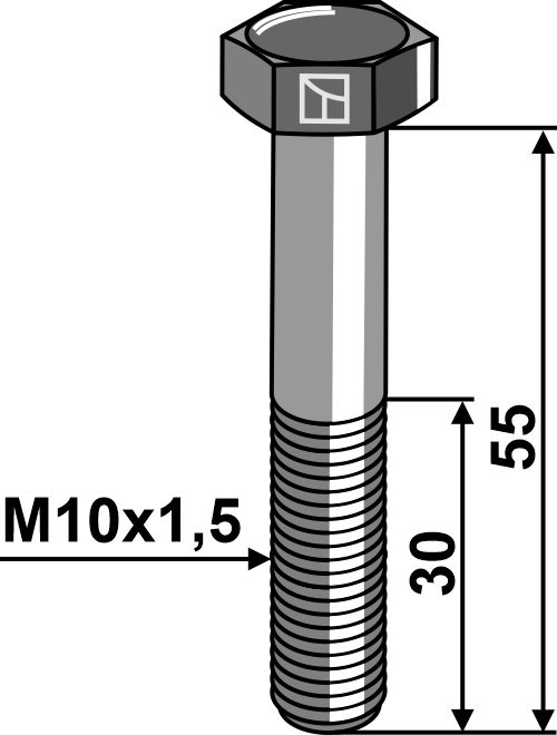 Şurub cu cap hexagonal DIN931 - 8.8 fără piuliţă - M10x1,5