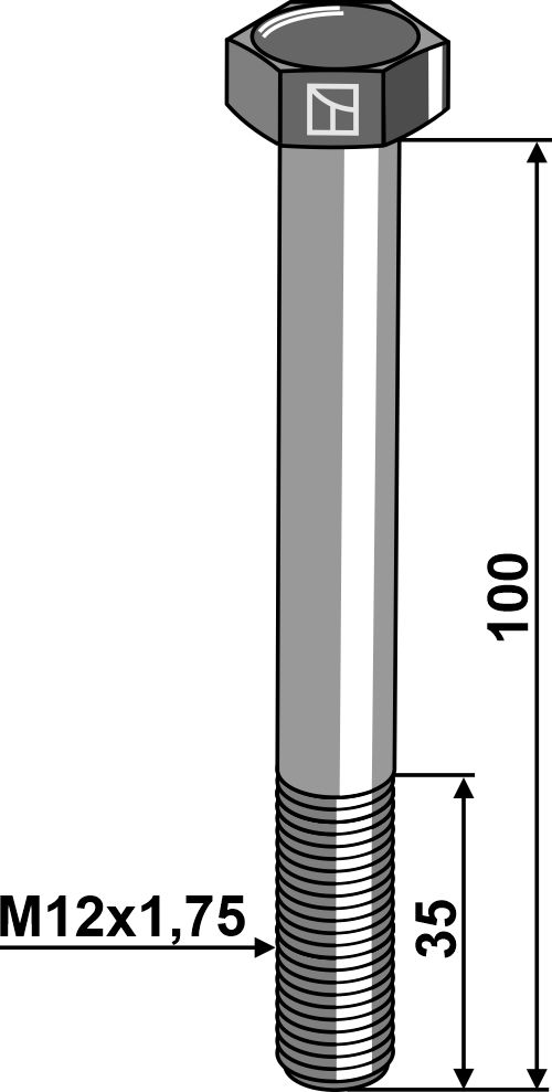 Boulons à tête hexagonale DIN931 - 10.9 sans écrou - M12x1,75