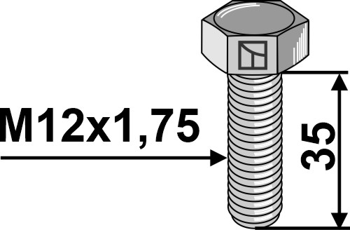 Şurub cu cap hexagonal - galvanizat - M12x1,75