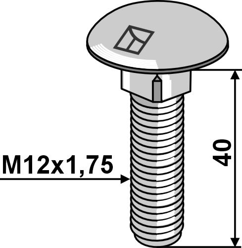 Şurub-cap bombat - galvanizat - M12x1,75