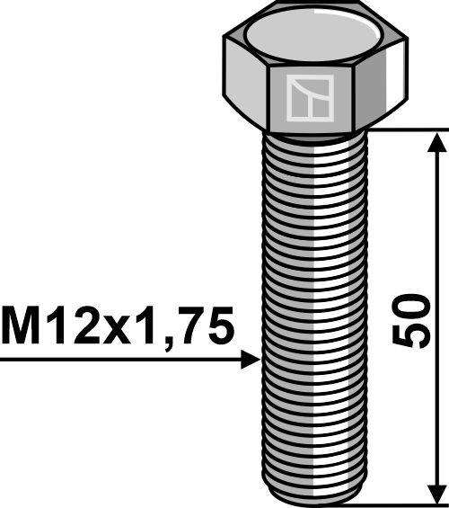 Bolt M12x1,75x50 u. møtrik
