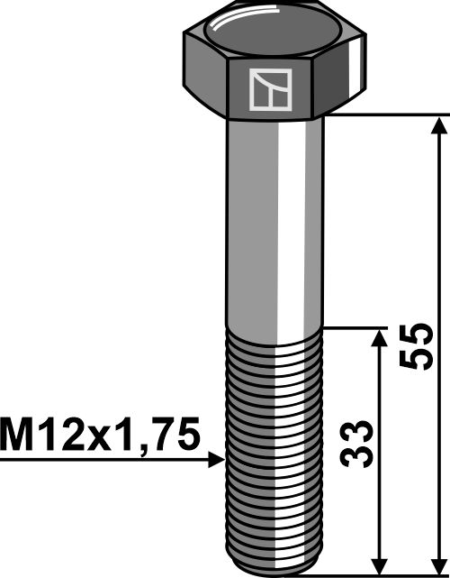 Şurub cu cap hexagonal DIN931 - 8.8 fără piuliţă - M12x1,75