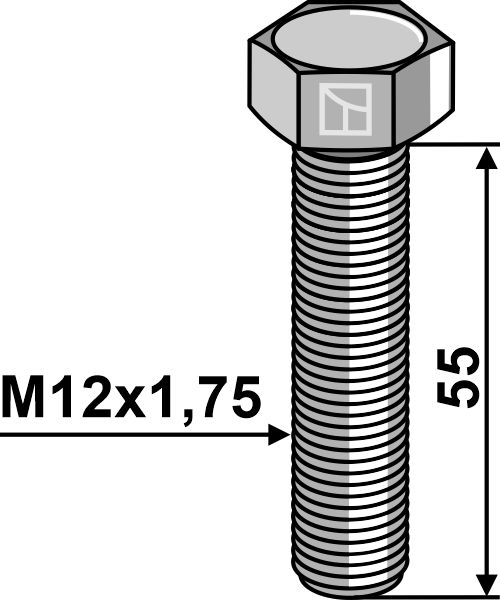 Bolt M12x1,75x55 u. møtrik