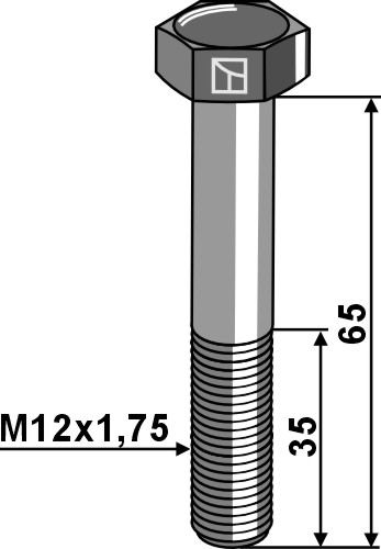 Tornillos de cabeza hexagonal DIN931 - 8.8 sin tuerca - M12x1,75