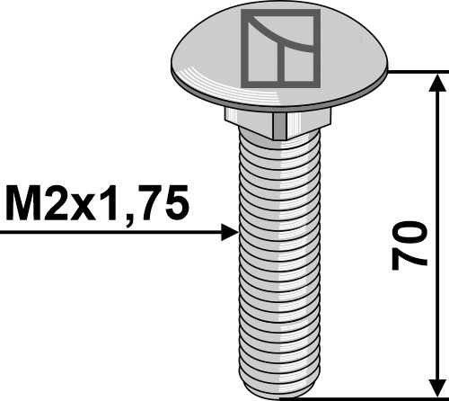 Śruby z łbem grzybkowym, galwanicznie ocynkowane - M12x1,75