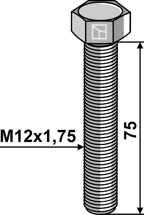 Bolt M12x1,75x75 u. møtrik