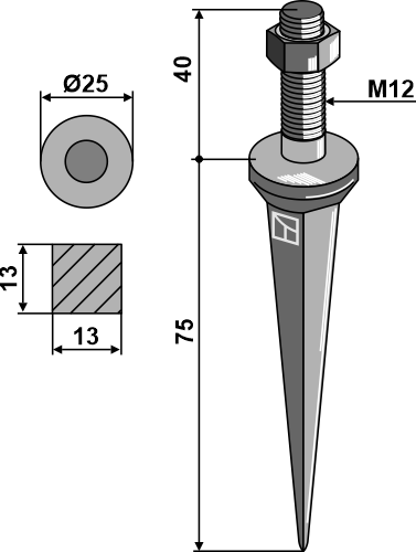 Ackereggenzinken aus Borstahl mit Vierkantansatz