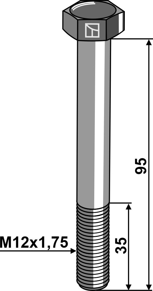 Bolte DIN931 - 10.9 u. møtrik - M12x1,75