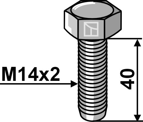 Sechskantschraube M14x2x40 ohne Mutter - galvanisch verzinkt