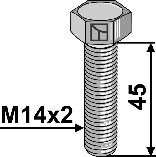 Sechskantschraube M14x2x45 ohne Mutter - galvanisch verzinkt