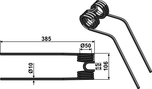 Heuwenderzinken Ø10 geeignet für: Kverneland - Taarup Heuwenderzinken