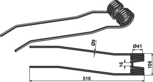 Schwaderzinken Ø9 - links geeignet für: Fransgard Schwaderzinken