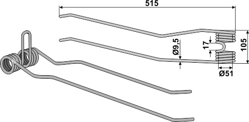 Schwaderzinken Ø9,5 geeignet für: Kuhn Schwaderzinken