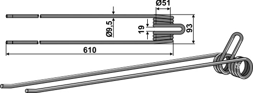 Schwaderzinken Ø9,5 geeignet für: Kuhn Schwaderzinken