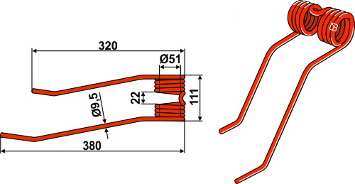 Schwaderzinken Ø9,5 geeignet für: Kverneland - Taarup Schwaderzinken