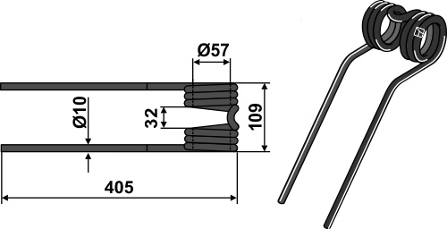 Heuwenderzinken Ø10 geeignet für: Kverneland - Taarup Heuwenderzinken