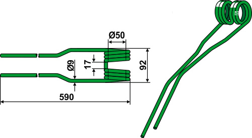 Schwaderzinken Ø9 geeignet für: Kverneland - Taarup Schwaderzinken