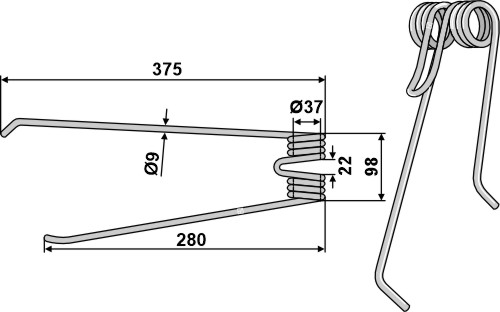 Heuwenderzinken Ø9 geeignet für: AGCO Heuwenderzinken