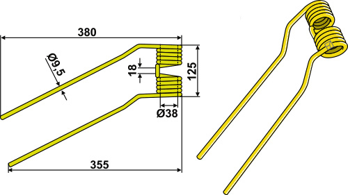 Heuwenderzinken Ø9,5 - links geeignet für: Niemeyer Heuwenderzinken