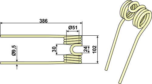 Heuwenderzinkens Ø9,5 geeignet für: Pöttinger Heuwenderzinken