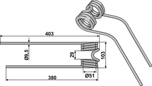 Heuwenderzinken Ø9,5 geeignet für: Stoll Heuwenderzinken