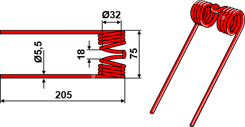 Pick-Up Zinken Ø5,5 geeignet für: Welger Pick-up Zinken