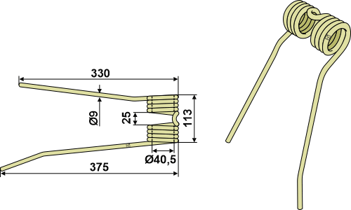 Federzinken Ø9 - links geeignet für: PZ-Zweegers Federzinken