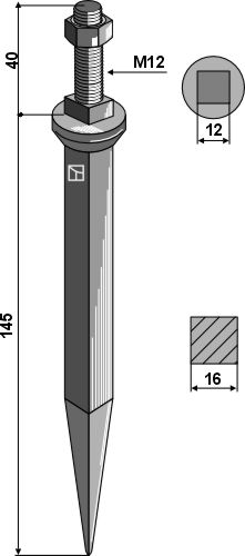 Ackereggenzinken aus Borstahl mit Vierkantansatz