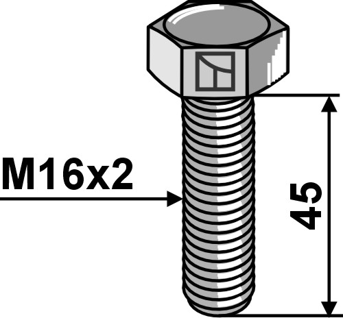 Шестигранный болт M16x2x45 без гайки - оцинкованный