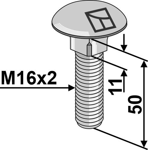 Parafusos de cabeça redonda - galvanizados - M16x2