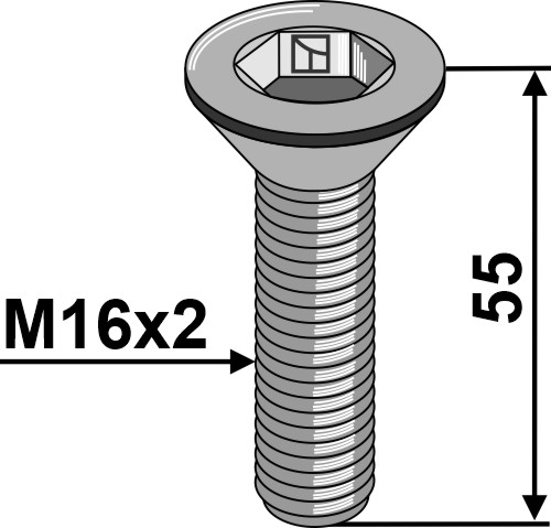 Parafusos de cabeça escareada com sextavado interno - M16x2