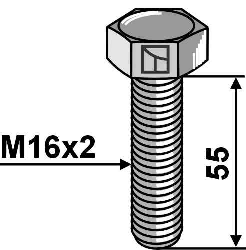 Sechskantschraube M16x2x55 ohne Mutter - Verzinkt